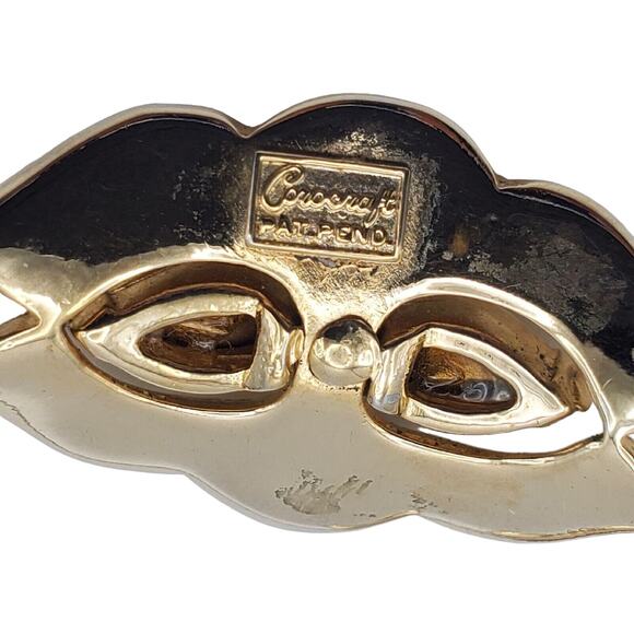 Coro Green Rhinestone Bracelet Gold Vermeil Vintage 40s Oval Link 7" L Corocraft - Picture 7 of 12